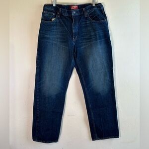 Arizona Relaxed Straight Fit Dark Wash 5 Pocket Jeans Sz 38x32